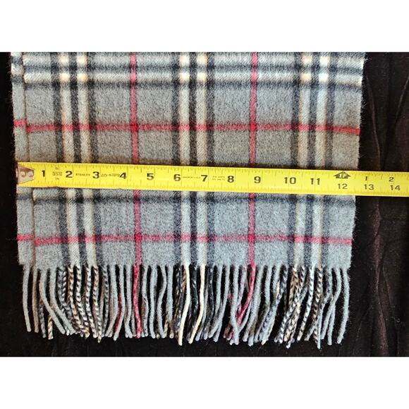 BURBERRYs of London 100% Cashmere Scarf Shawl Nova Check Grey Vintage - Picture 9 of 16